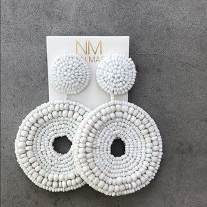 White Beaded earrings!! New, never been worn!